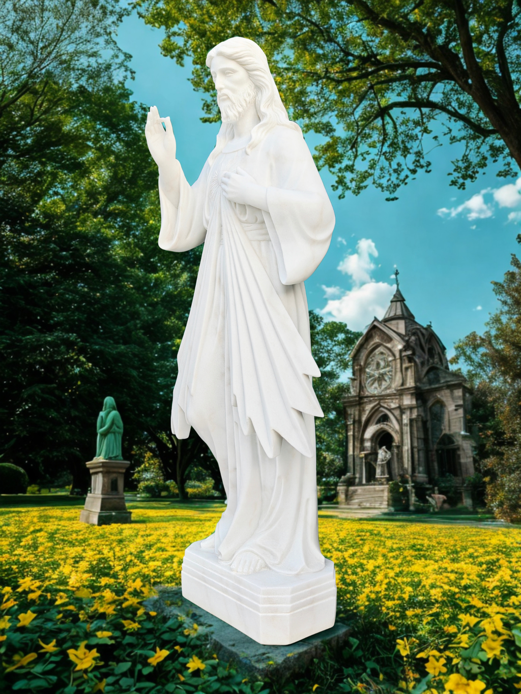 Divine Mercy White Marble Statue CHS-793