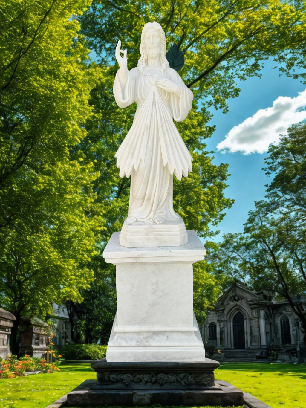 Divine Mercy White Marble Statue CHS-793