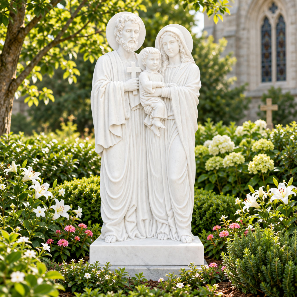 Holy Family White Marble Statue – CHS-815
