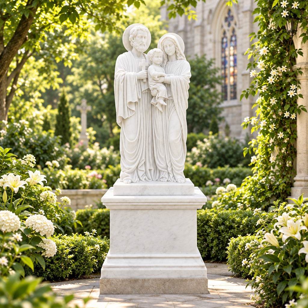 Holy Family White Marble Statue – CHS-815
