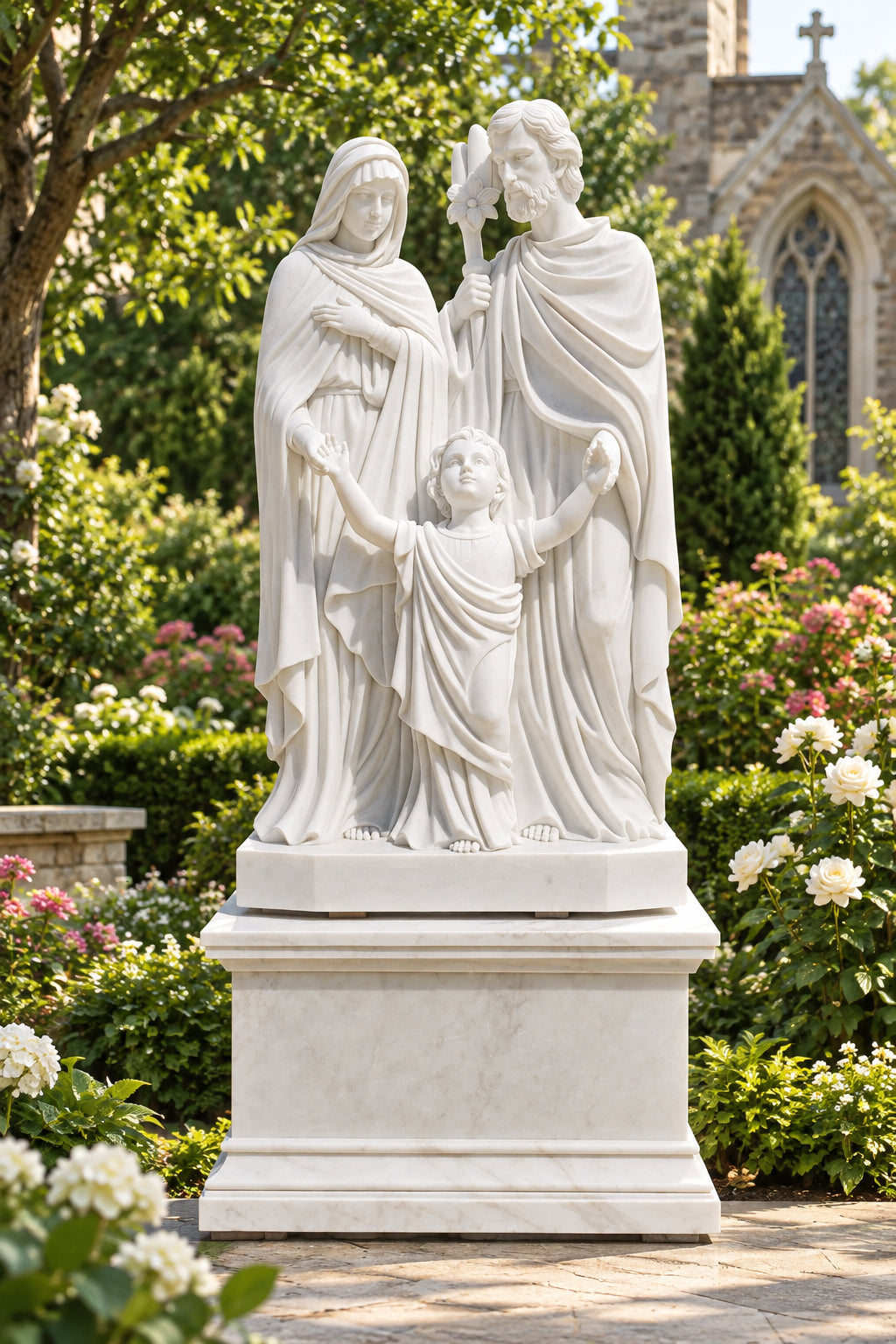 Holy Family White Marble Statue – CHS-813