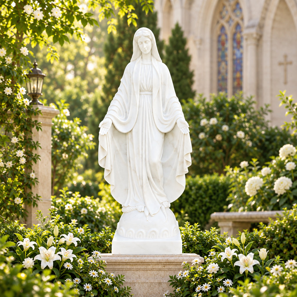 Immaculate Conception White Marble Statue – CHS-1235