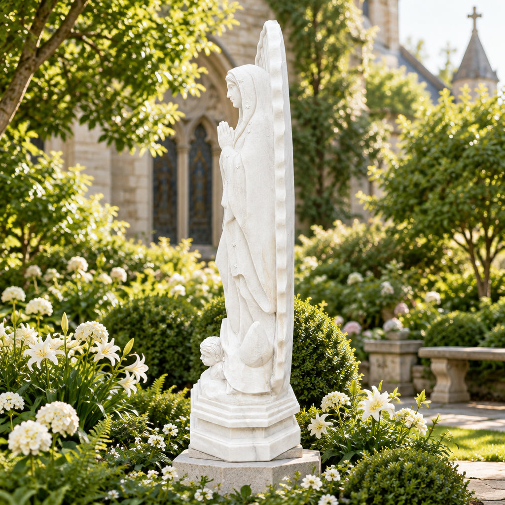 Our Lady of Guadalupe White Marble Statue – CHS-821