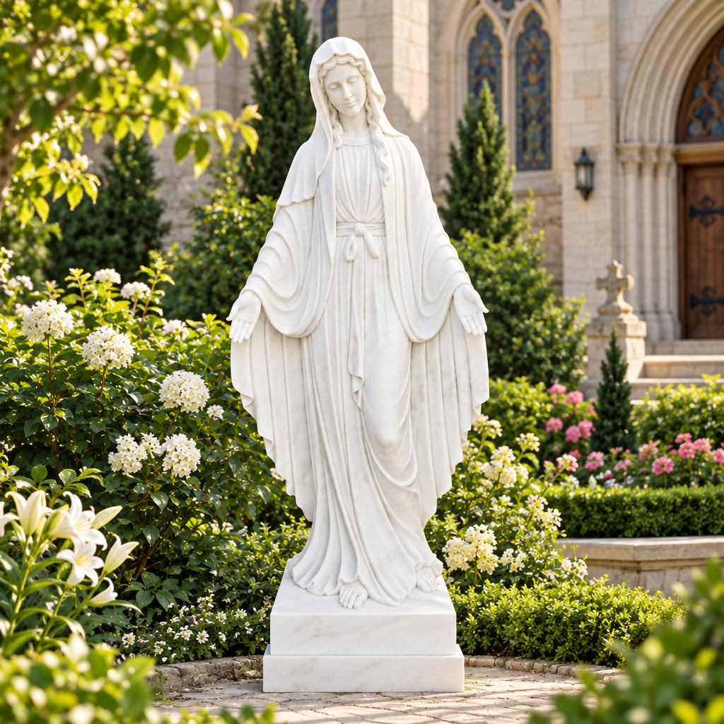 Our Lady of Mercy White Marble Statue – CHS-1273