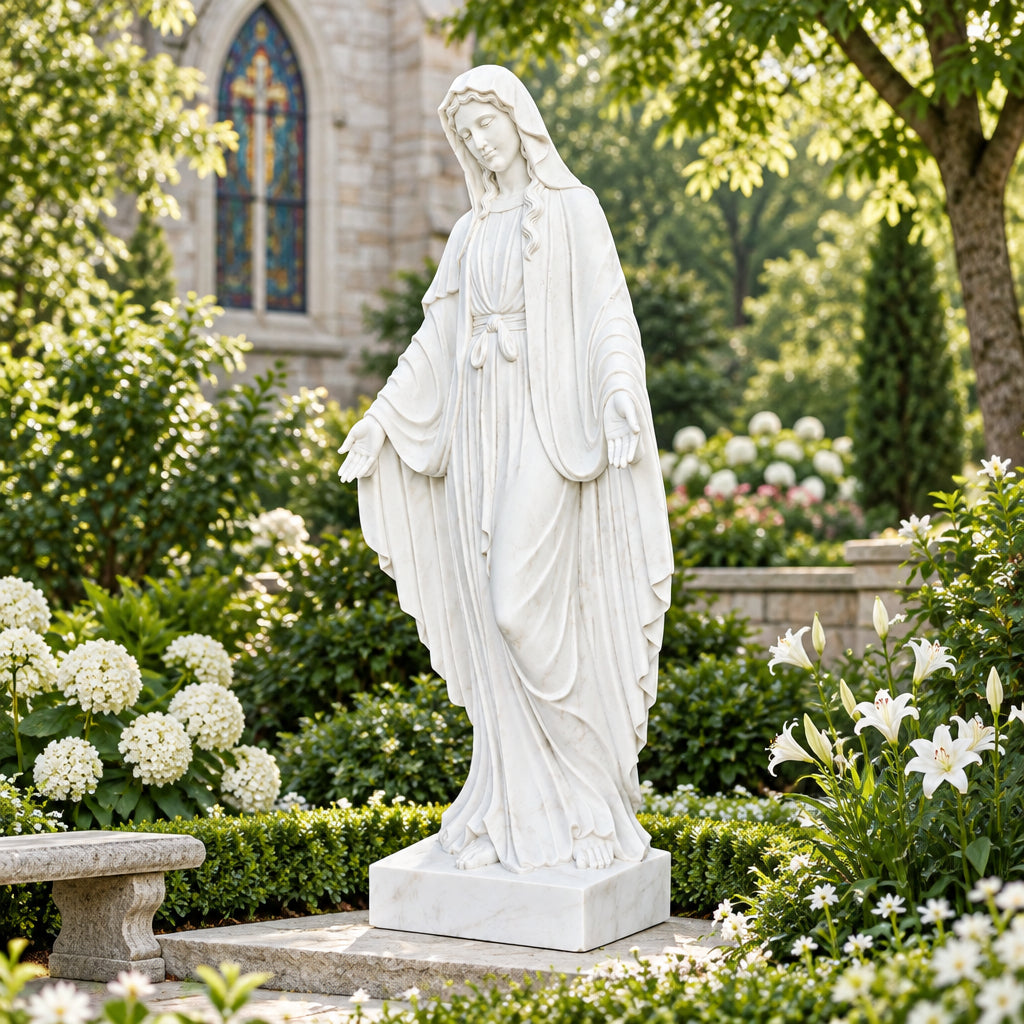 Our Lady of Mercy White Marble Statue – CHS-1273