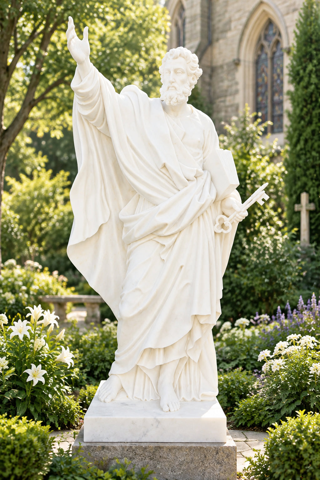 Saint Peter White Marble Statue – CHS-212