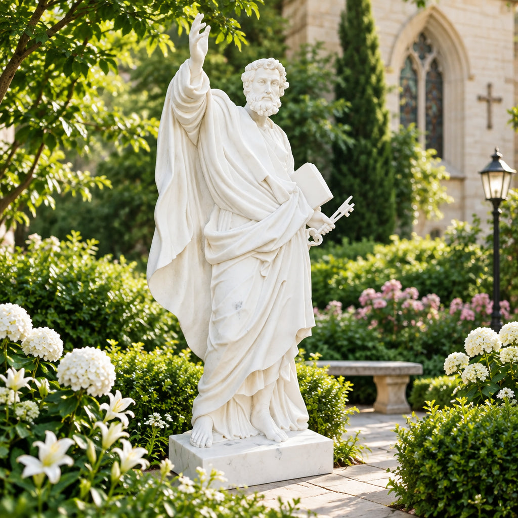 Saint Peter White Marble Statue – CHS-212