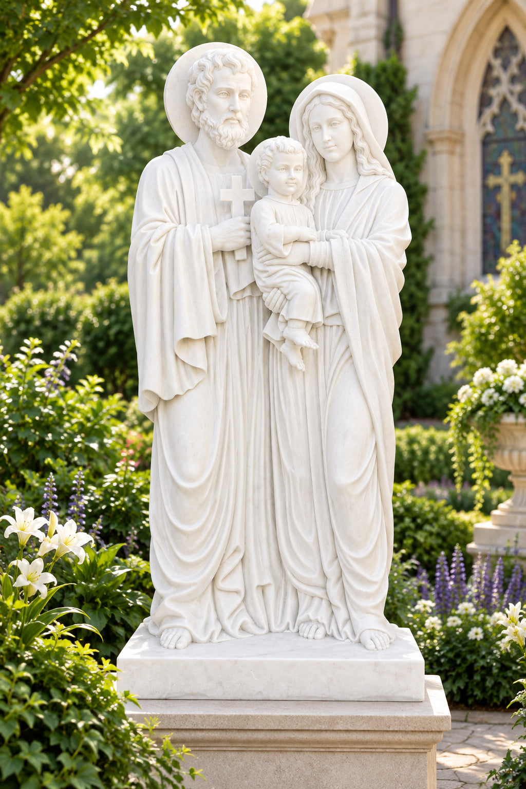 Holy Family White Marble Statue – CHS-815