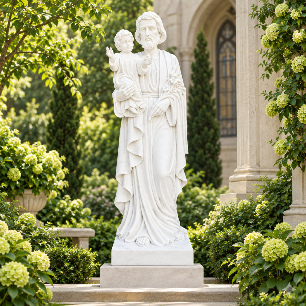 Saint Joseph White Marble Statue – CHS-819