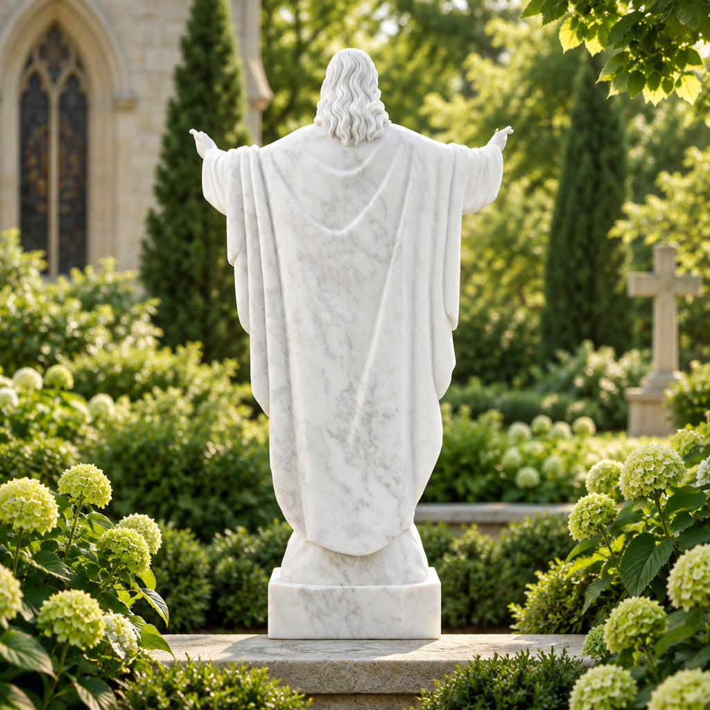 Sacred Heart of Jesus Open Arms White Marble Statue – CHS-824