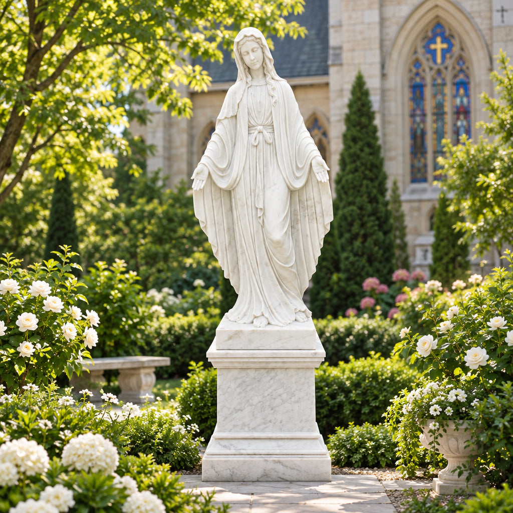 Our Lady of Mercy White Marble Statue – CHS-1273