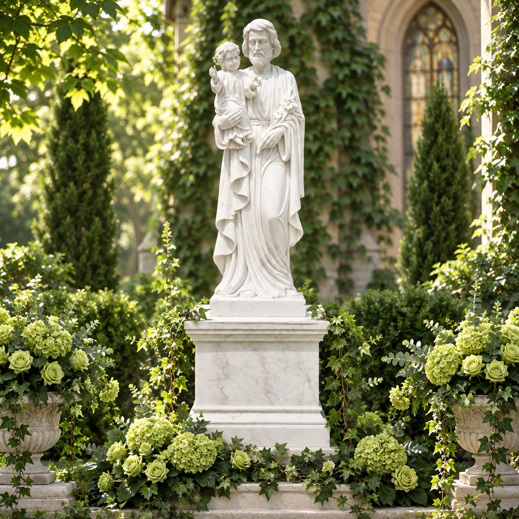 Saint Joseph White Marble Statue – CHS-819