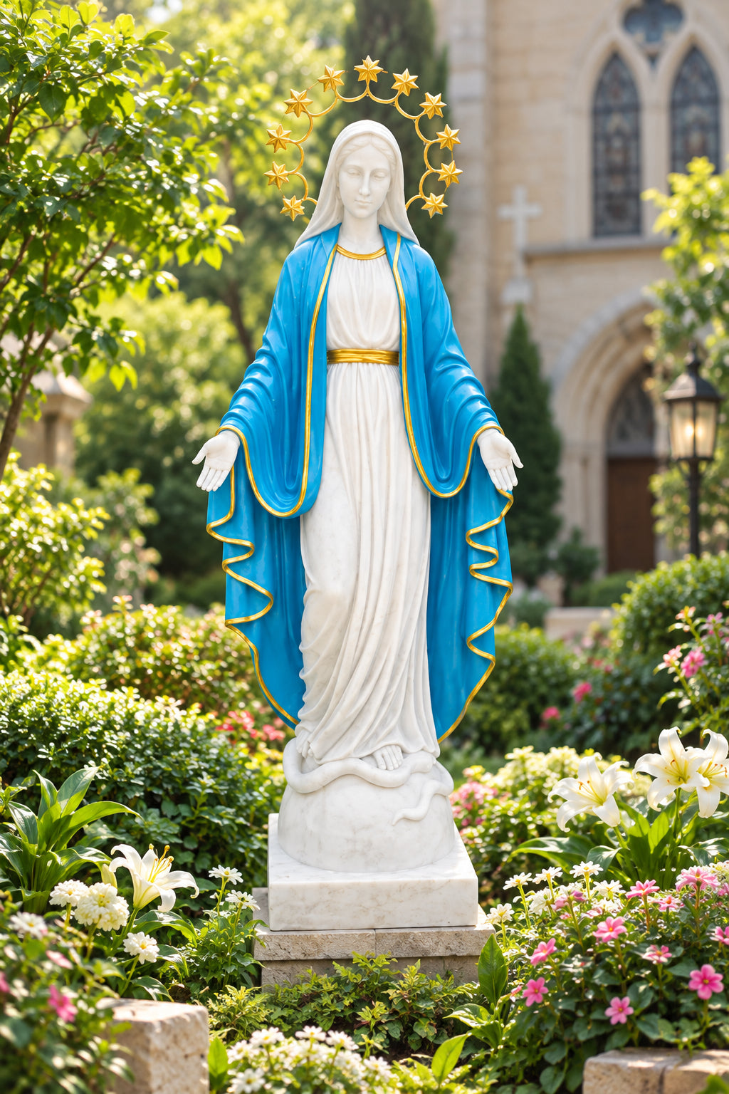 Our Lady of Grace White Marble Statue – CHS-827